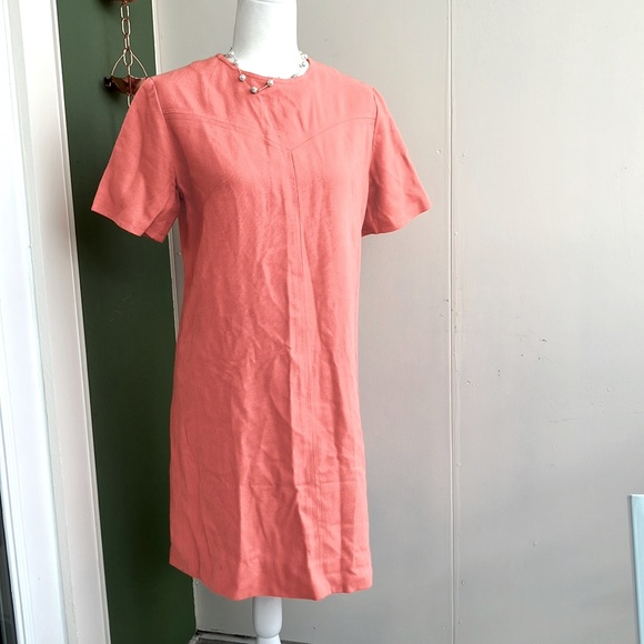 Vintage Dresses & Skirts - Vintage 60s 70s Monochromatic Pastel Creamsicle Orange Mini Mod Scooter Dress